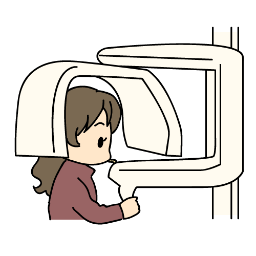 パノラマレントゲンの撮影の様子のイラスト
